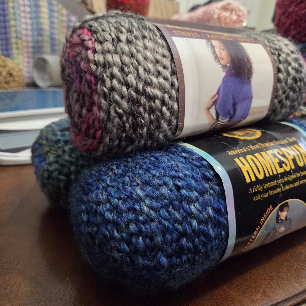 Lion Brand Homespun Yarn - Blue and Gray
